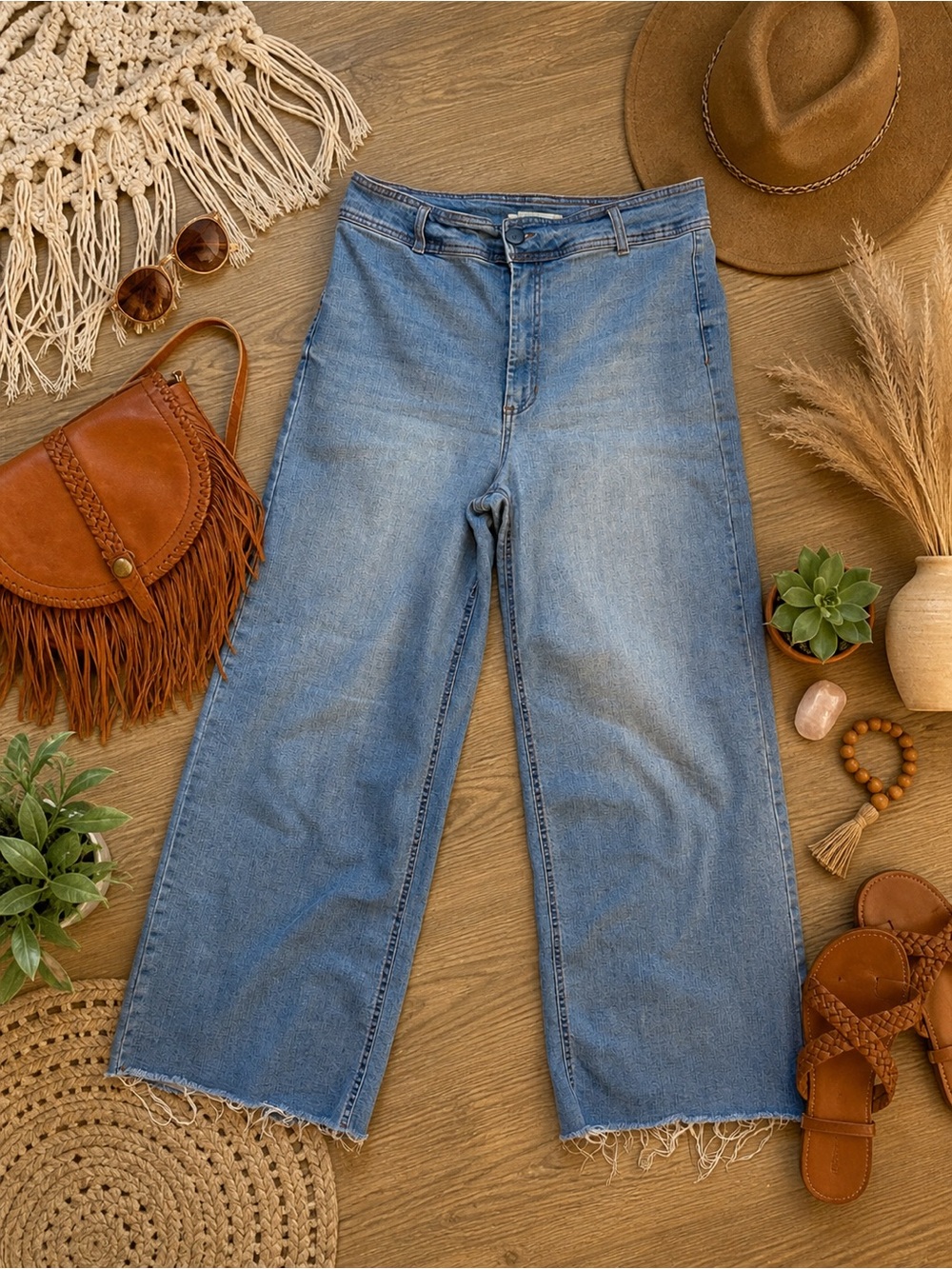 Oat New York Wide-Leg Blue Denim Jeans